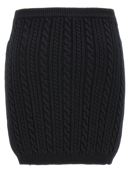 Alessandra Rich Black Wool Long Skirt