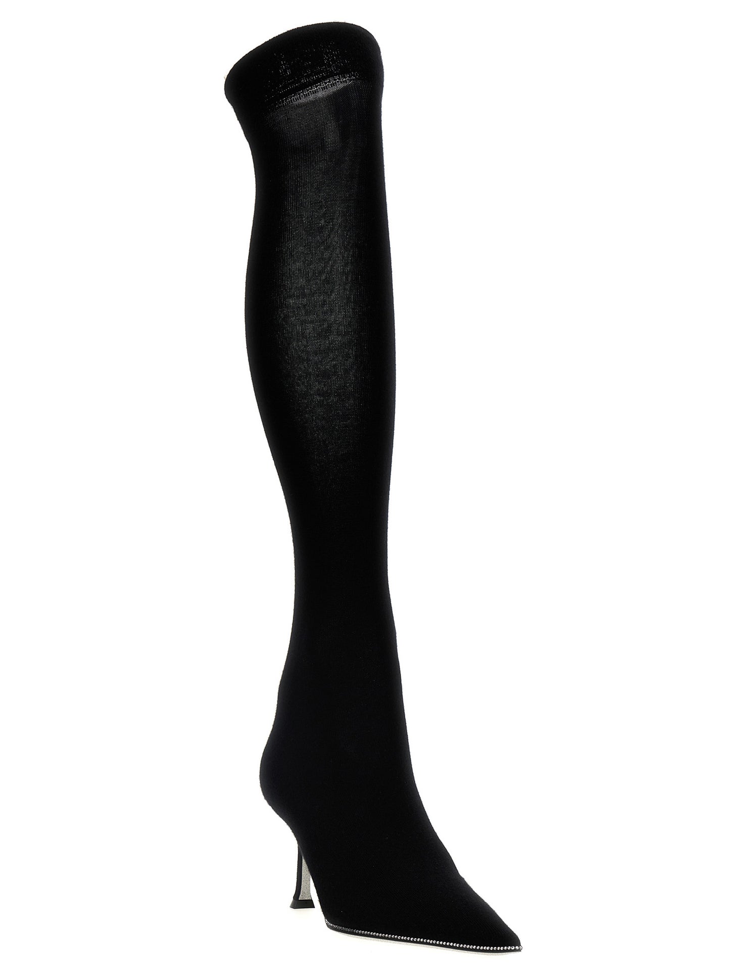 RENE CAOVILLA Black Leather Over The Knee