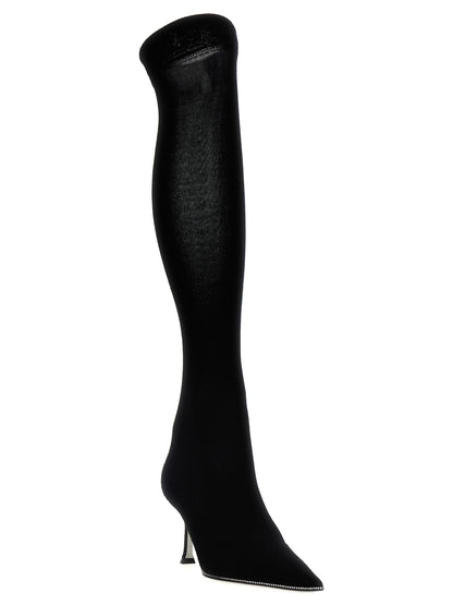 RENE CAOVILLA Black Leather Over The Knee
