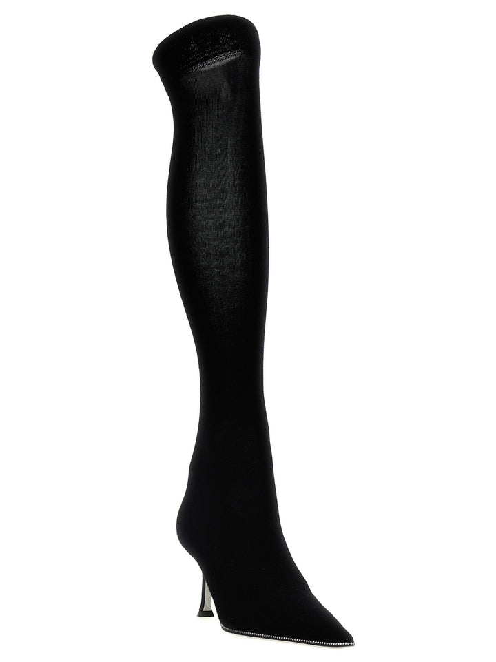 RENE CAOVILLA Black Leather Over The Knee