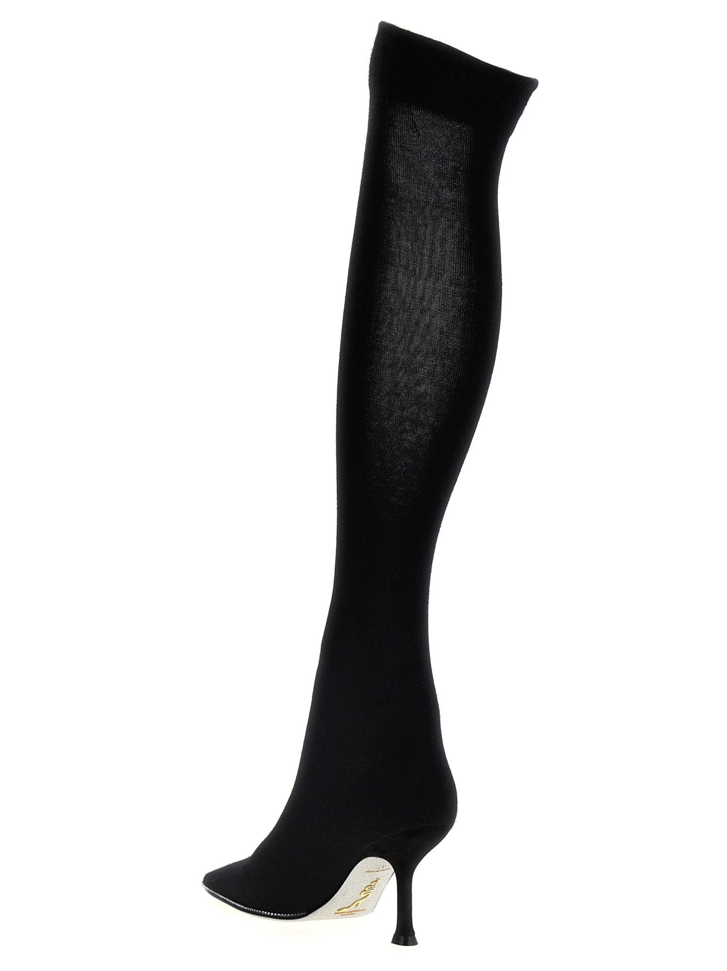RENE CAOVILLA Black Leather Over The Knee