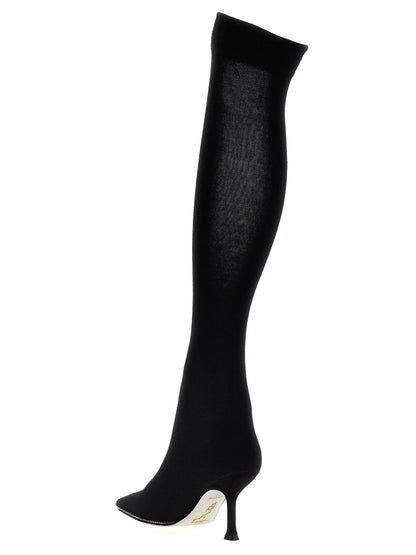 RENE CAOVILLA Black Leather Over The Knee
