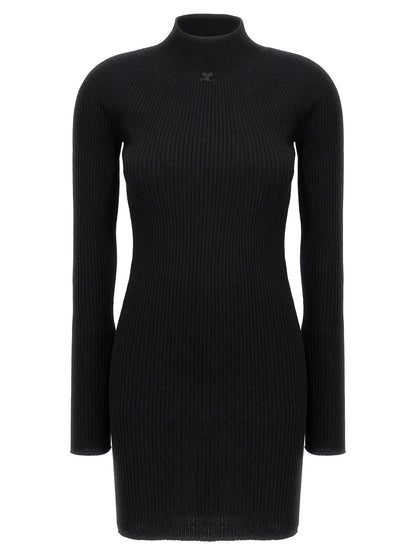 Courrèges Black Cotton Short Dress
