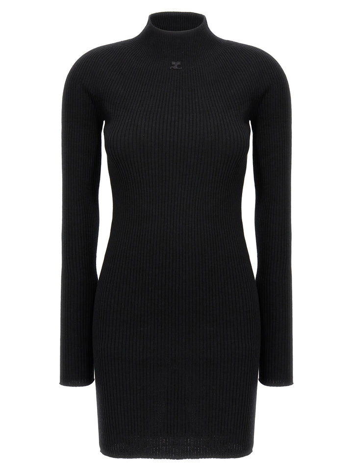 Courrèges Black Cotton Short Dress