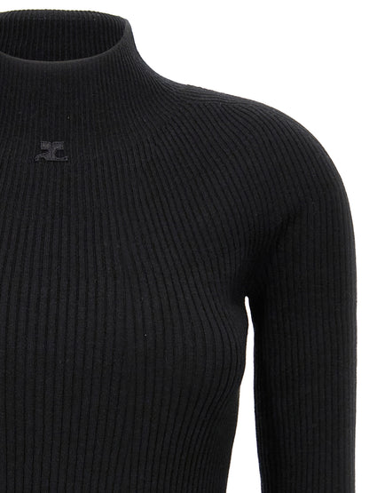 Courrèges Black Cotton Short Dress