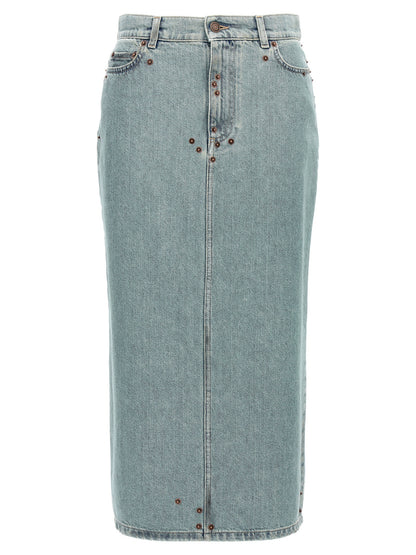 Moschino Blue Cotton Midi Skirt