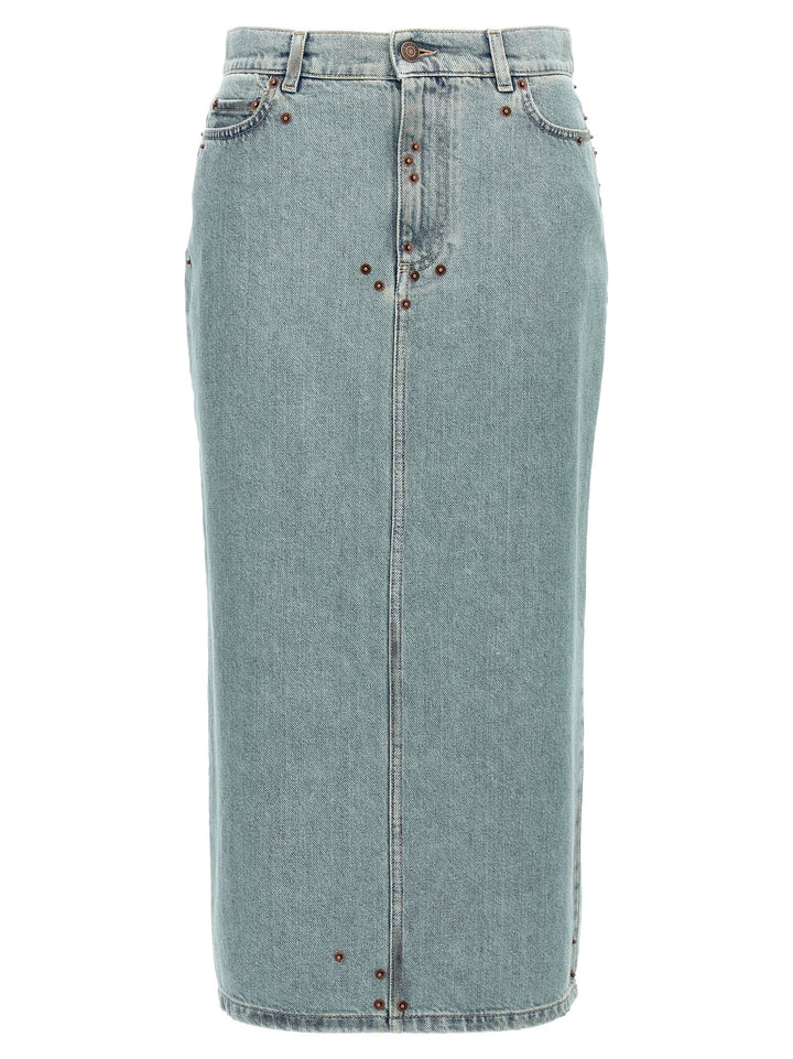 Moschino Blue Cotton Midi Skirt