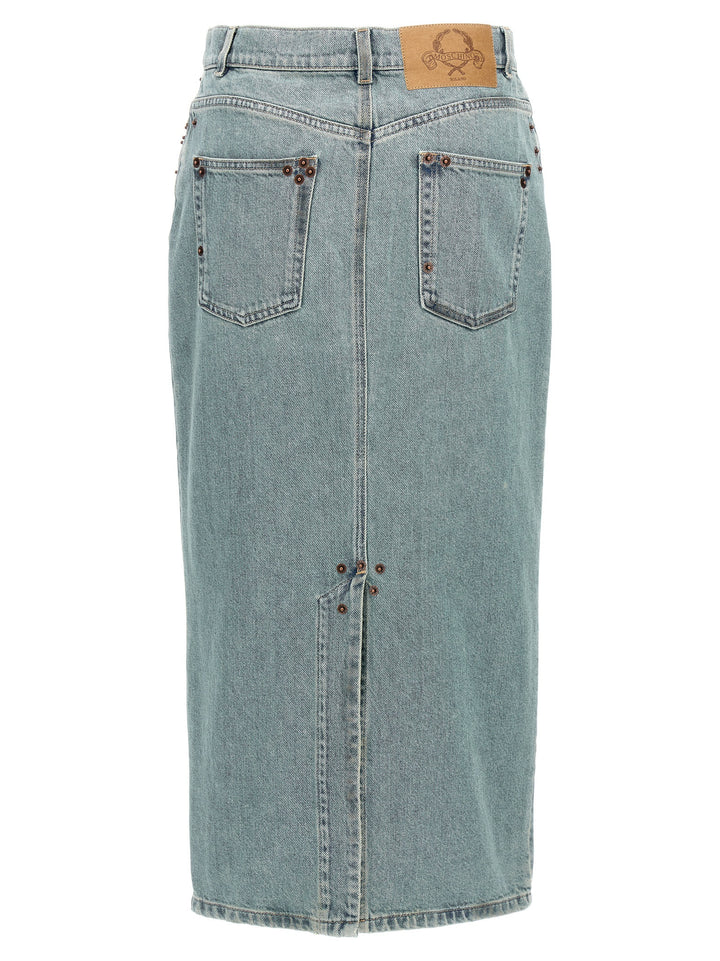 Moschino Blue Cotton Midi Skirt
