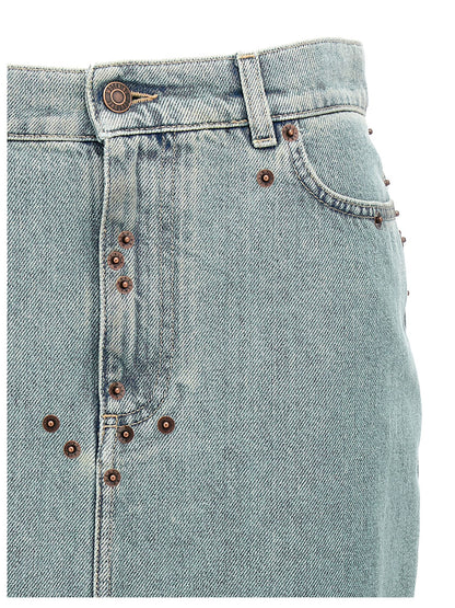 Moschino Blue Cotton Midi Skirt