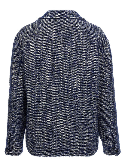 Etro Blue Wool Full-Length Jacket