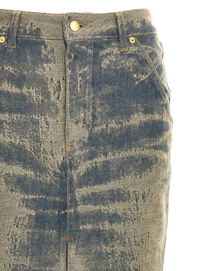Darkpark Blue Cotton Mini Skirt