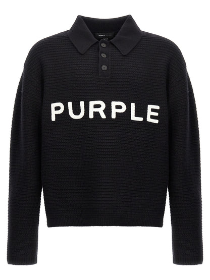 PURPLE Black Wool Cardigan