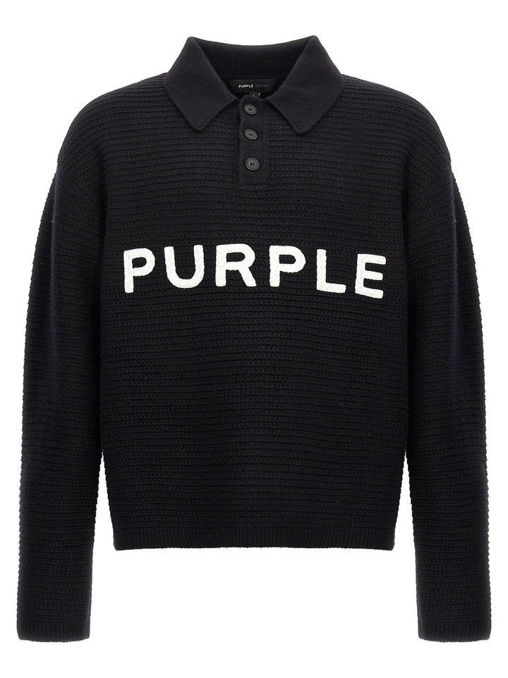 PURPLE Black Wool Cardigan