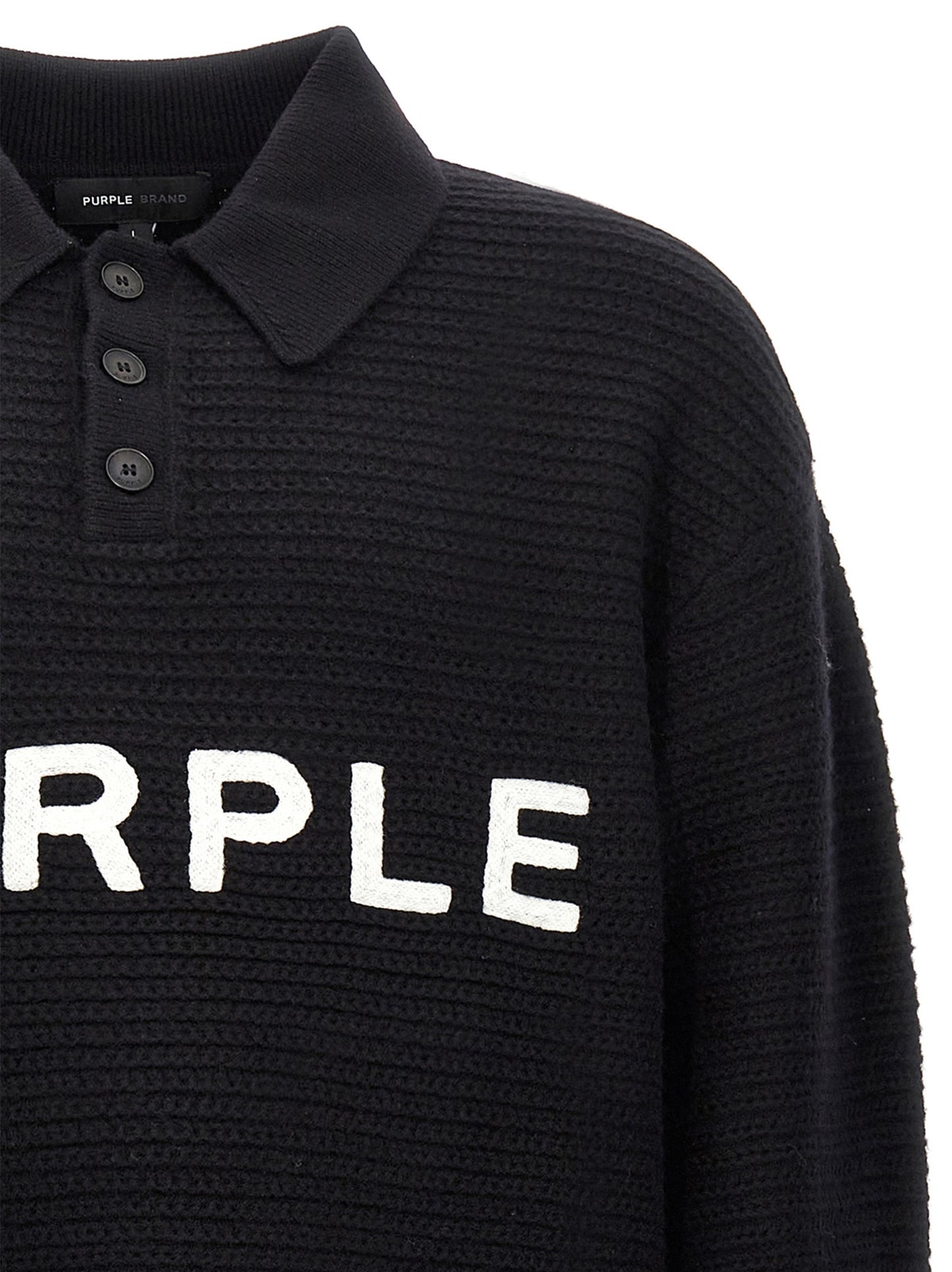 PURPLE Black Wool Cardigan
