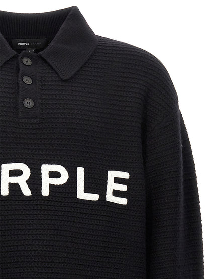 PURPLE Black Wool Cardigan