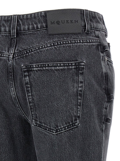 Alexander McQueen Black Cotton Flared Jeans