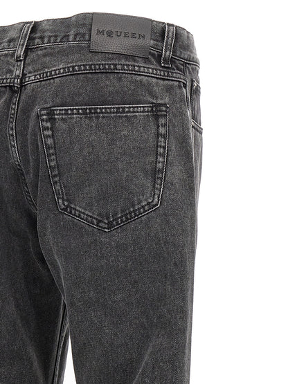 Alexander McQueen Black Cotton Straight-Leg Jeans