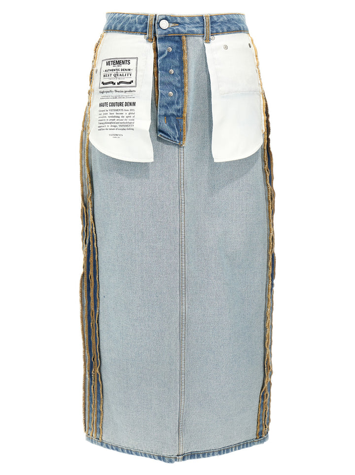 Vetements Blue Cotton Mini Skirt