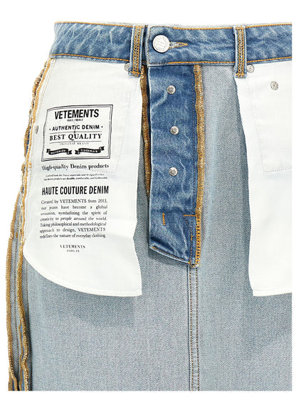 Vetements Blue Cotton Mini Skirt