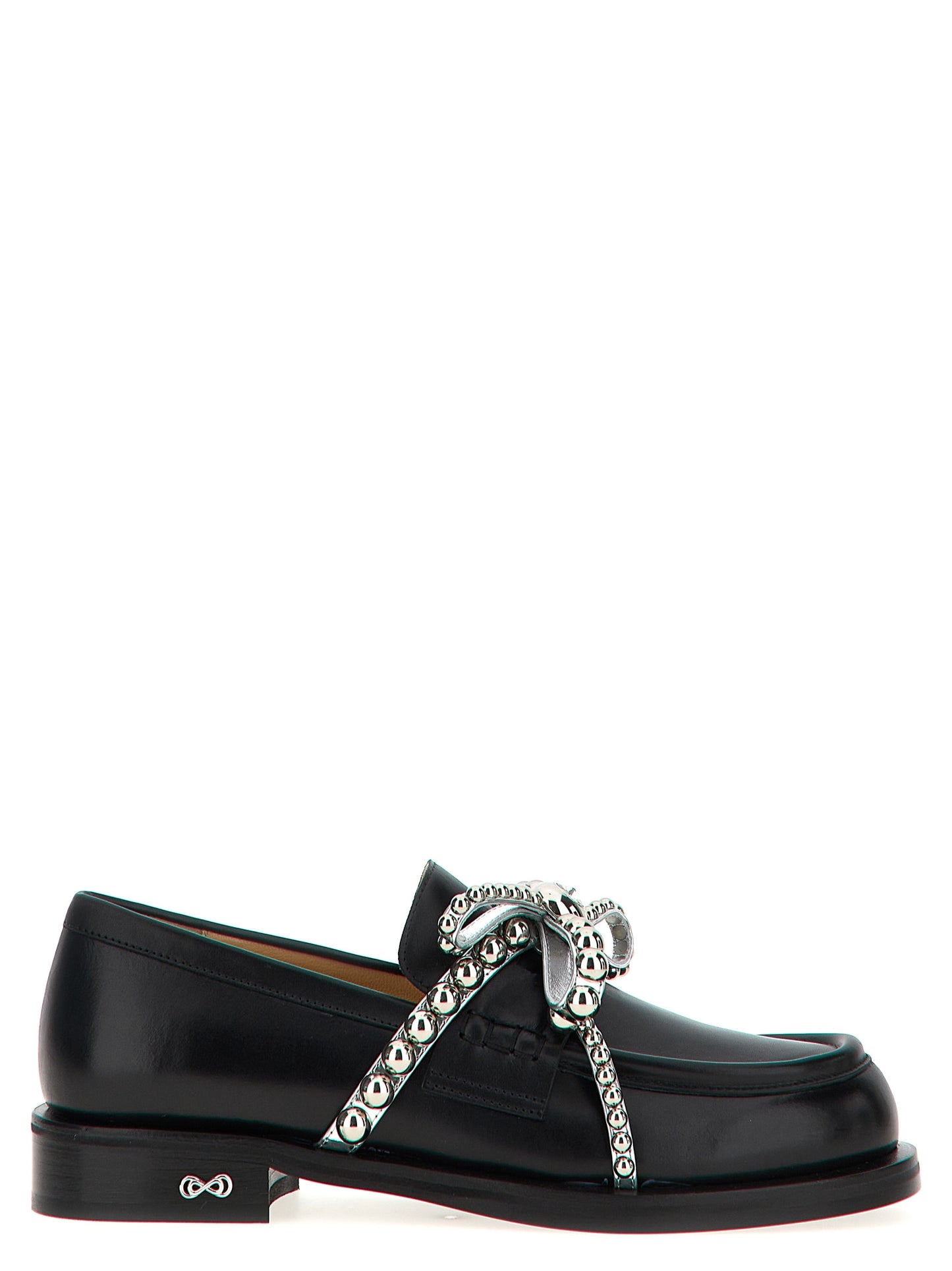 MACH & MACH Black Leather Slip-On Loafers