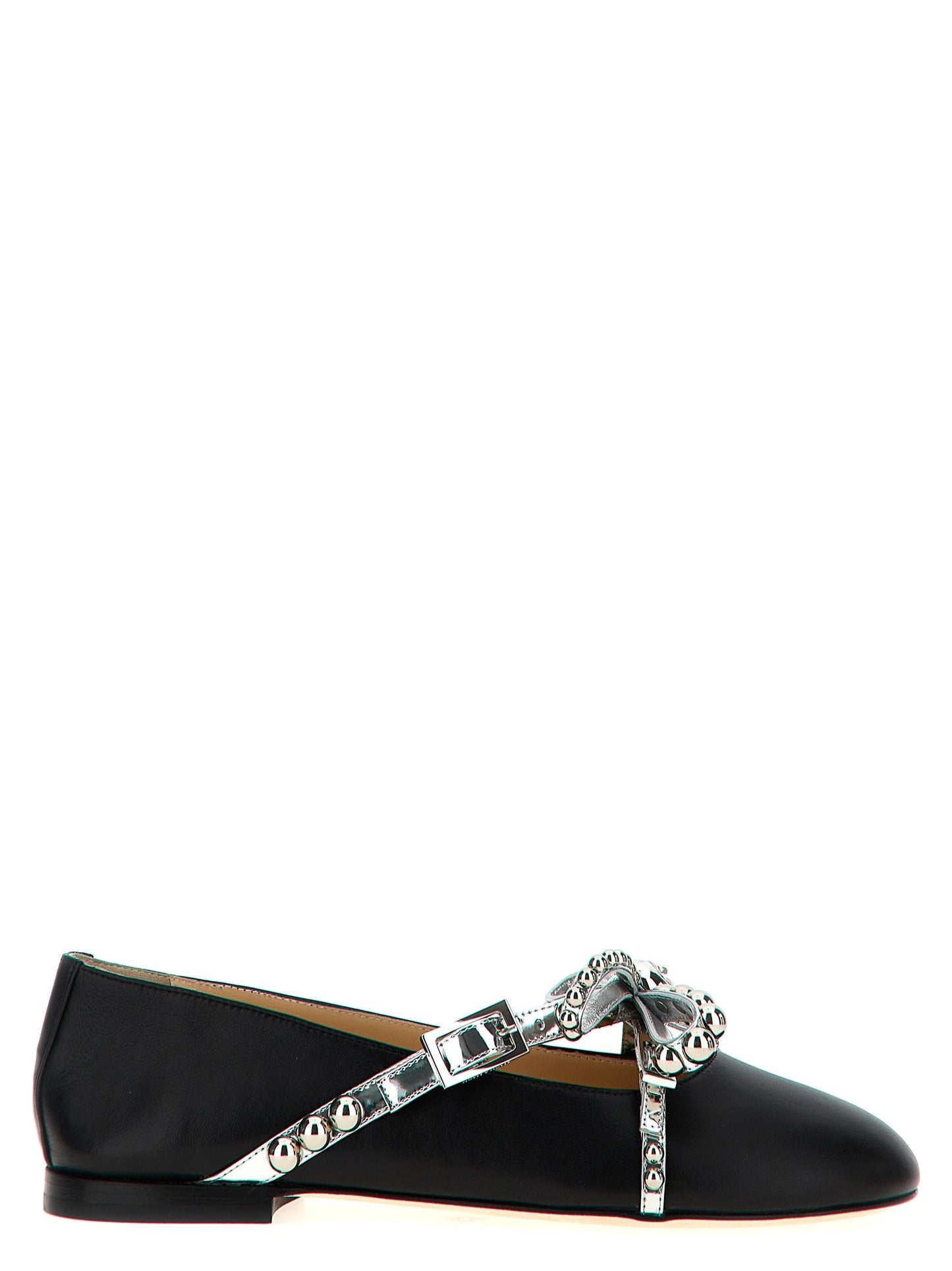 MACH & MACH Black Leather Ballet Flats