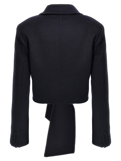 Max Mara Blue Wool Full-Length Jacket