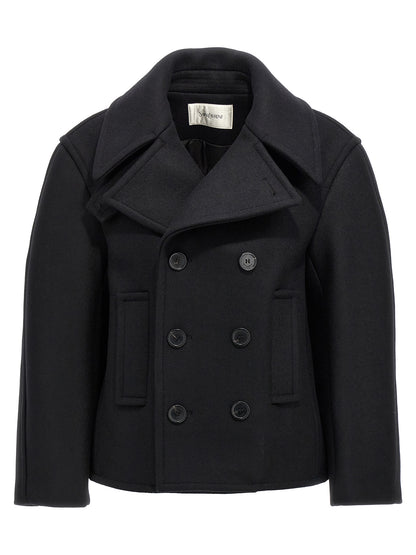 Saint Laurent Black Virgin Wool Coat