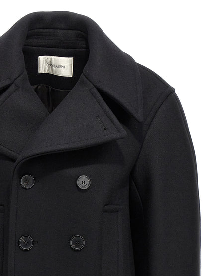 Saint Laurent Black Virgin Wool Coat