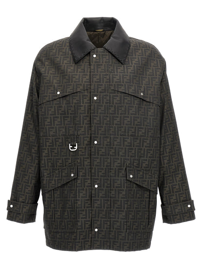 Fendi Brown Polyester Full-Length Jacket