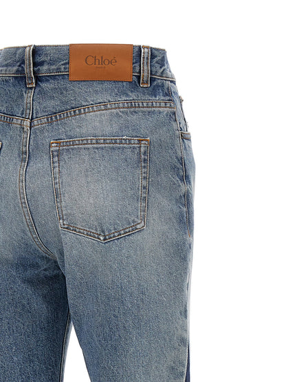 Chloé Blue Cotton Flared Jeans