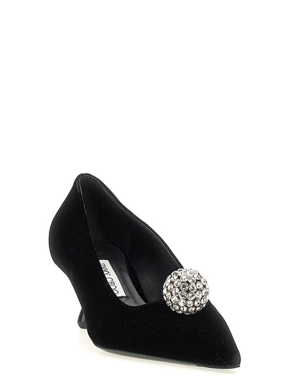Jimmy Choo Black Textile Mid Heel Pumps