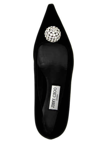 Jimmy Choo Black Textile Mid Heel Pumps
