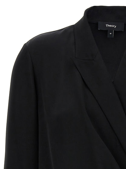 Theory Black Silk Blouse