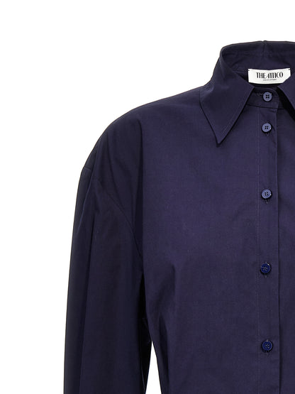 The Attico Blue Cotton Short Dress