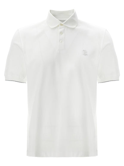 Brunello Cucinelli White Cotton Polo Shirt