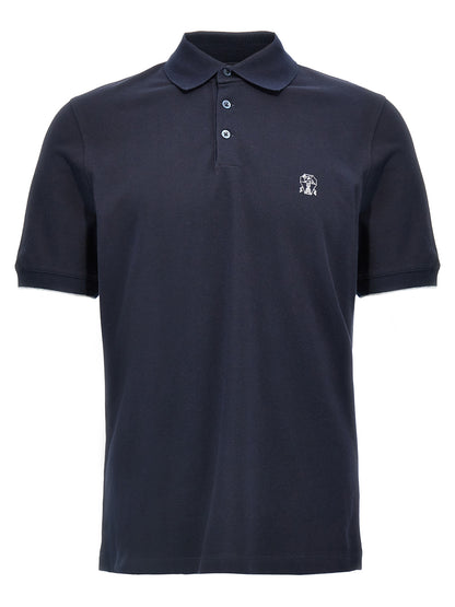 Brunello Cucinelli Blue Cotton Polo Shirt
