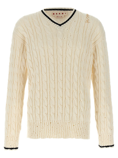 Marni White Cotton Cardigan