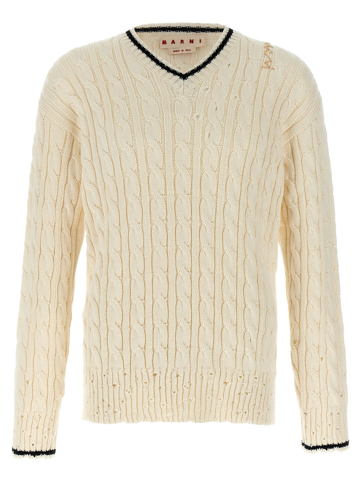 Marni White Cotton Cardigan