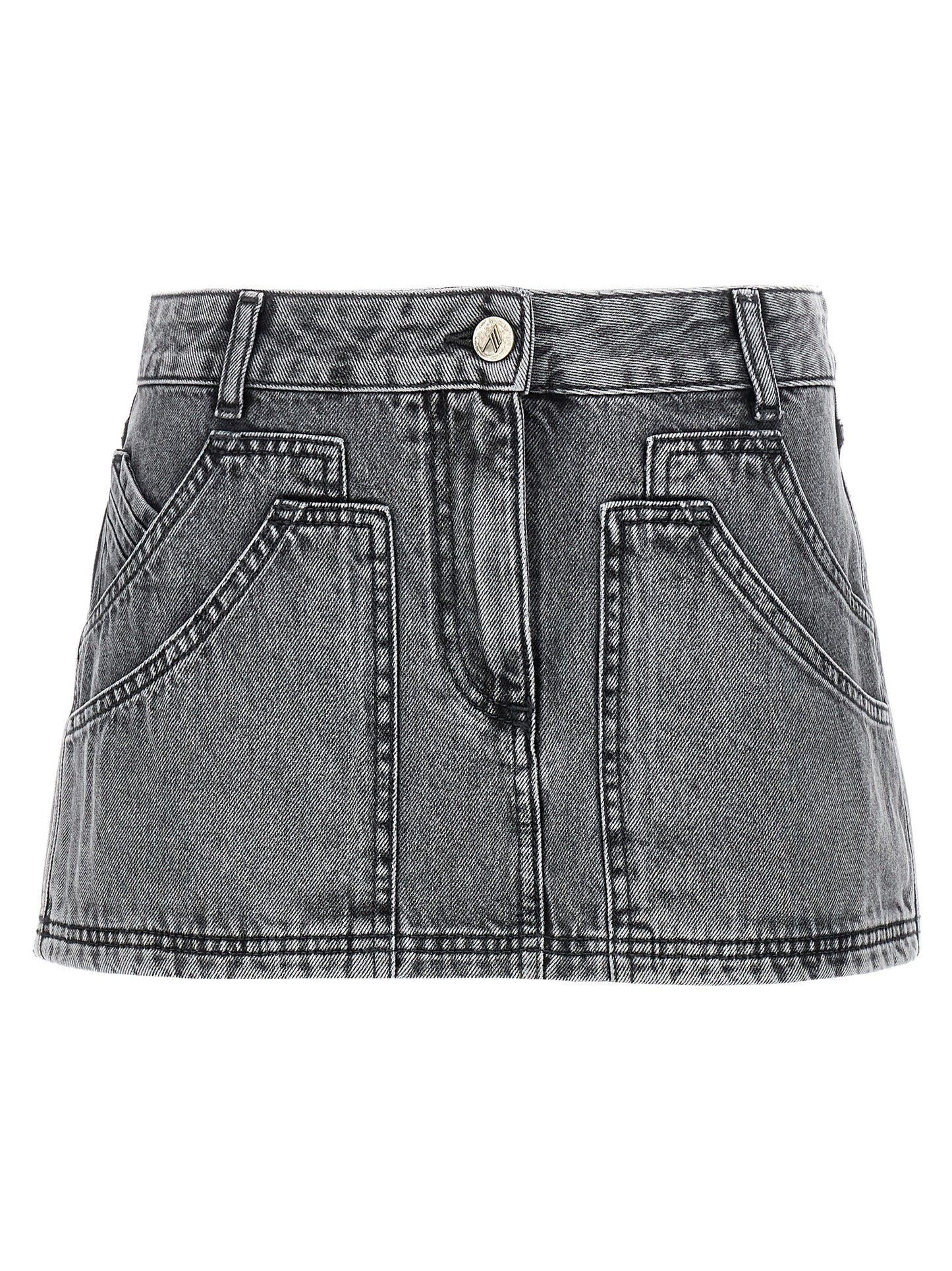 The Attico Gray Cotton Long Skirt