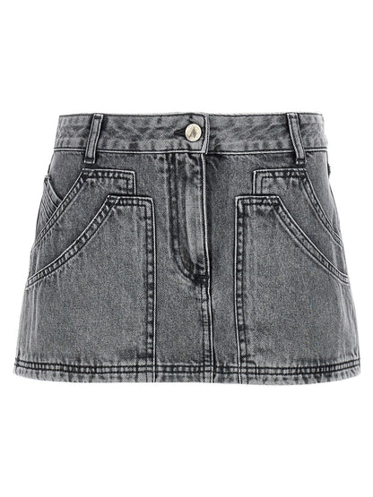 The Attico Gray Cotton Long Skirt