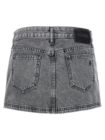 The Attico Gray Cotton Long Skirt