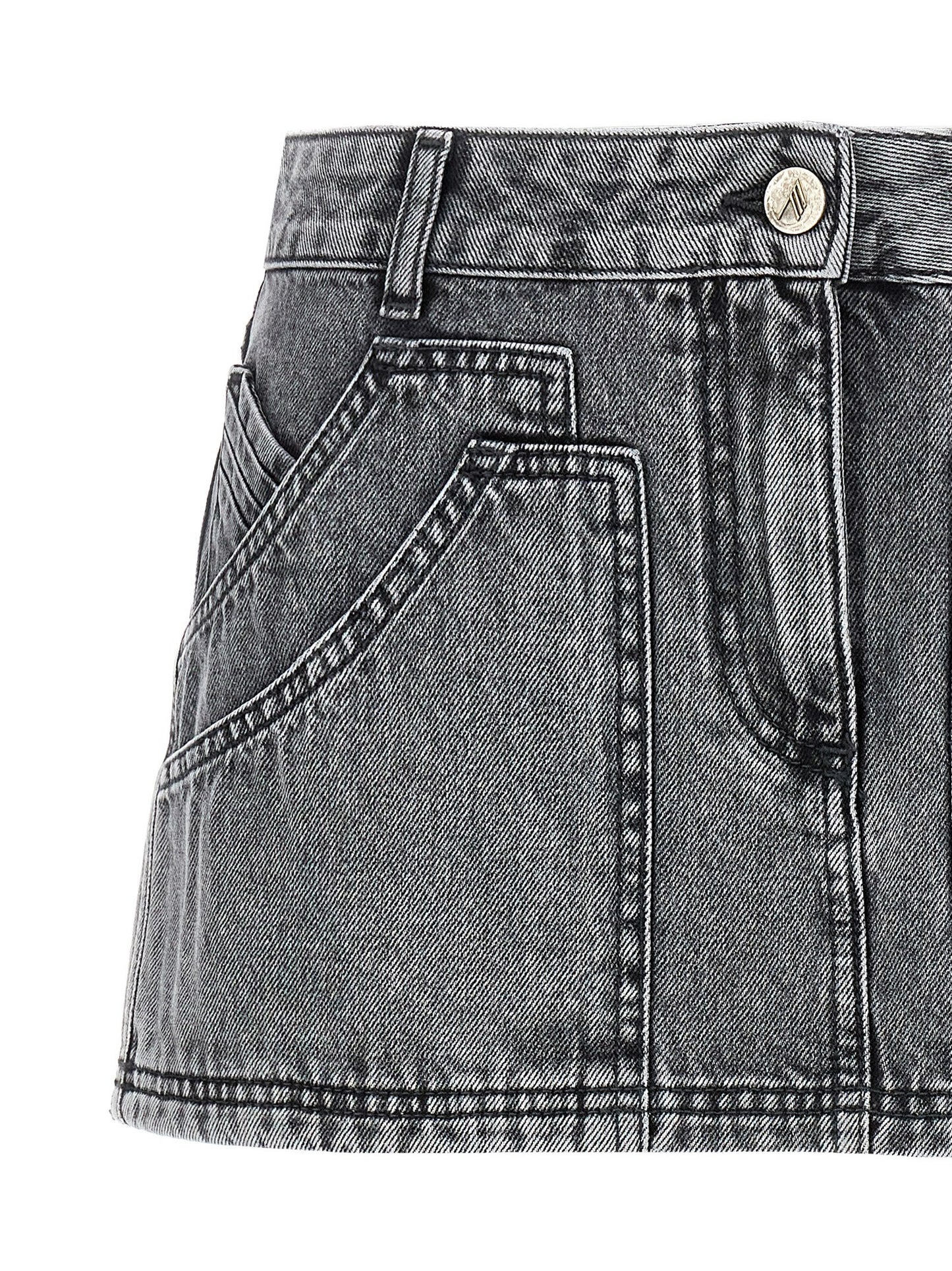 The Attico Gray Cotton Long Skirt