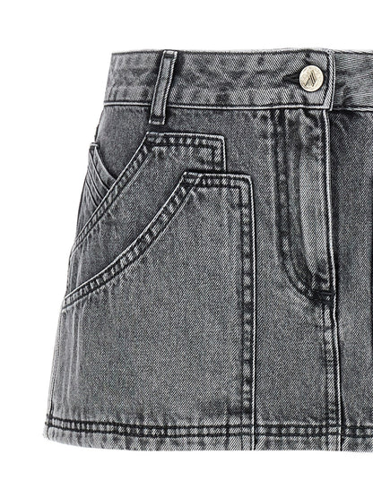 The Attico Gray Cotton Long Skirt