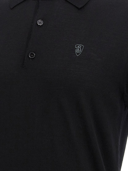 Burberry Black Wool Polo Shirt