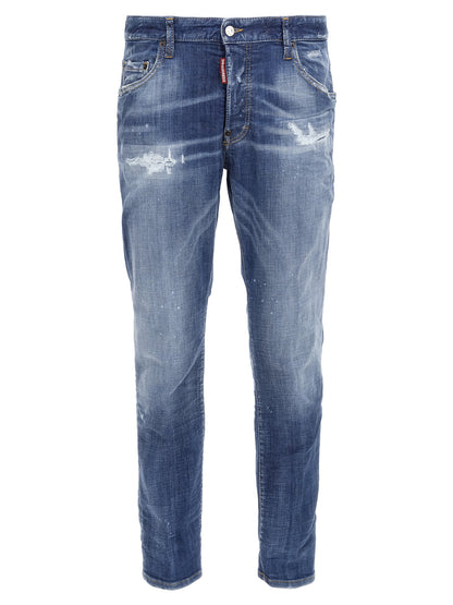 Dsquared² Blue Cotton Straight-Leg Jeans