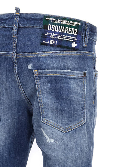 Dsquared² Blue Cotton Straight-Leg Jeans