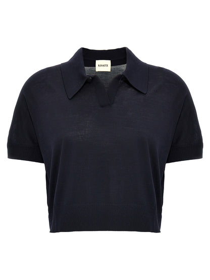 Khaite Blue Wool Shortsleeve Shirt