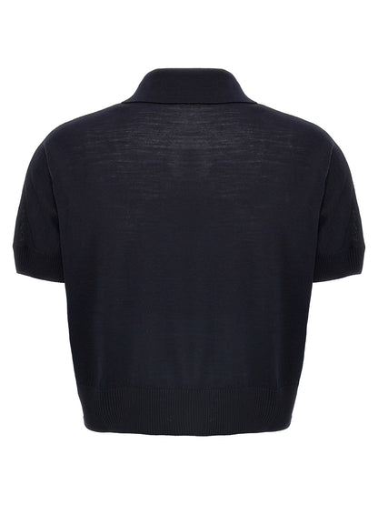 Khaite Blue Wool Shortsleeve Shirt
