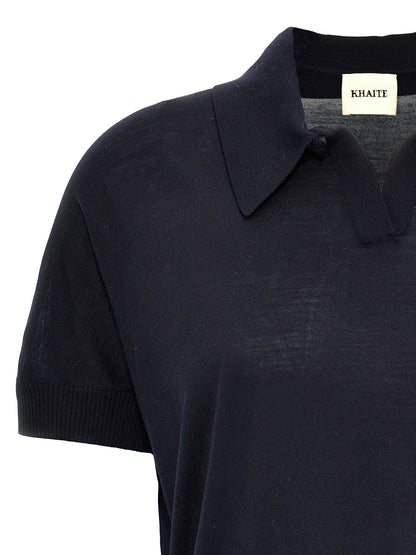 Khaite Blue Wool Shortsleeve Shirt