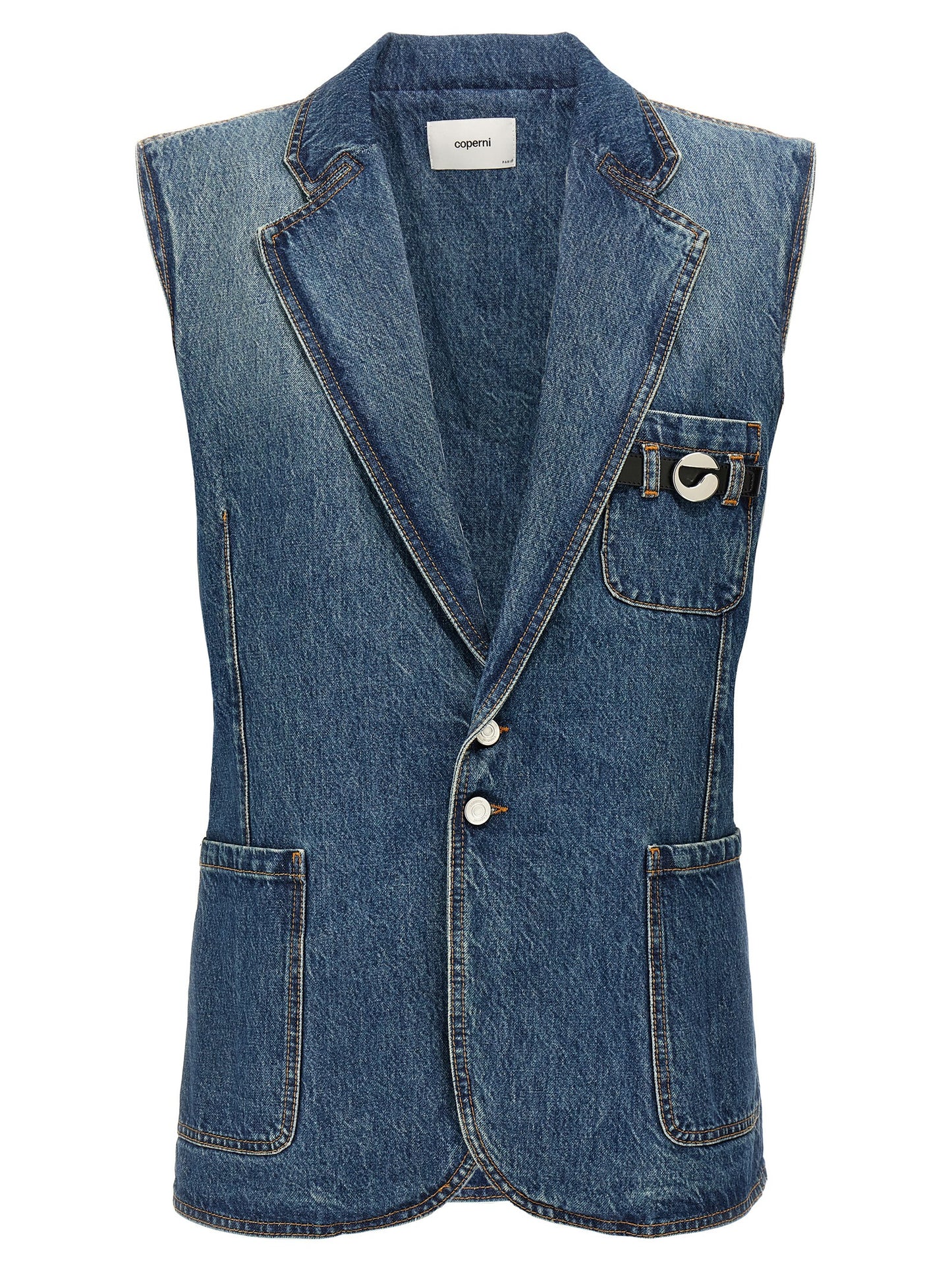 Coperni Blue Cotton Sleeveless Jacket